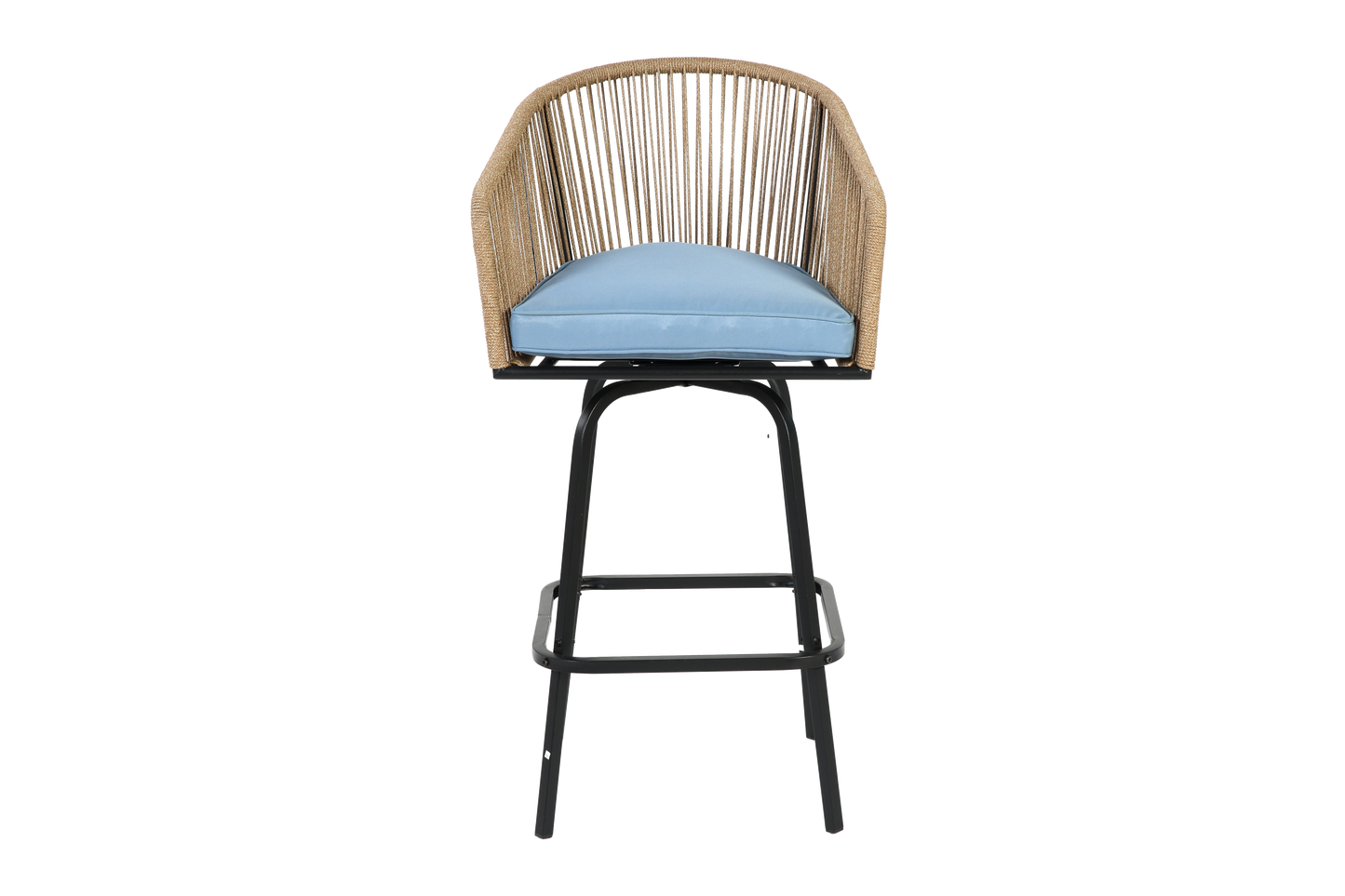 Outdoor Bar Stools Set Of 4, 4-Piece Patio Bar Stools With Armrests, All Weather Rattan Bar Chairs With Backrest, Wicker Bar Stools For Backyard, Garden, Pool, Balcony And Deck-Blue