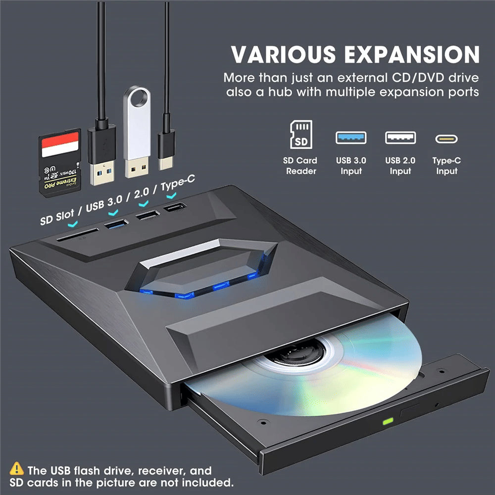 External CD DVD Drive USB 3.0 Writer Burner Player For PC Laptop Windows 11 10
