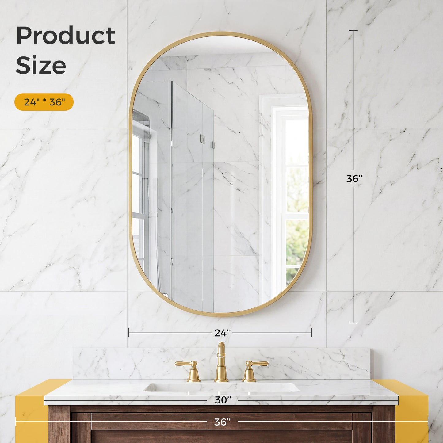 Bathroom Mirror, Oval Wall Mirror, With Rust-proof Metal Frame And Tempered Glass