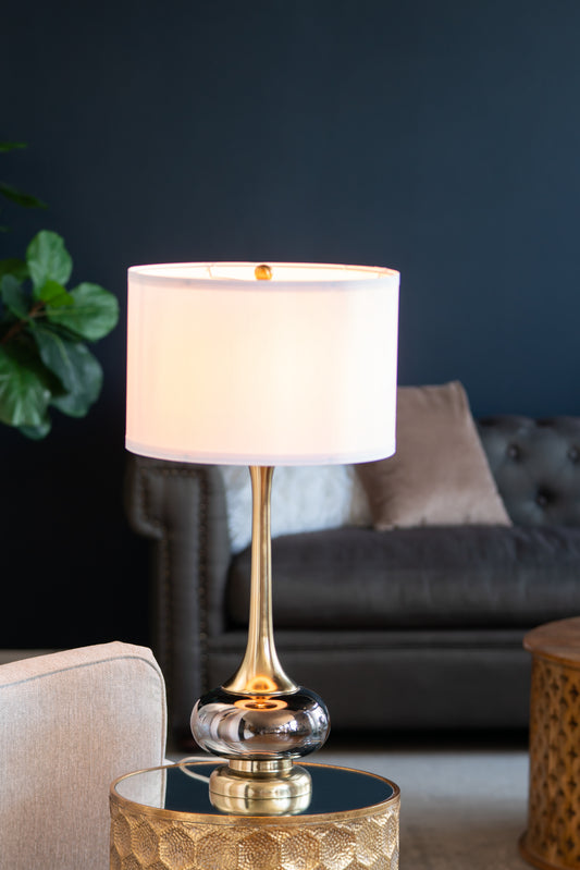 D15x29  Table Lamp With Glass Drum  Lamp Shade Assembly Required