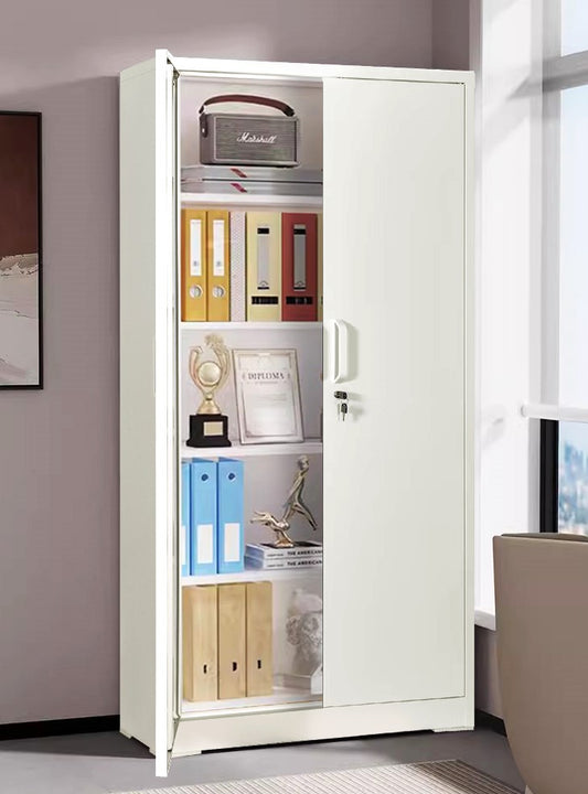 Container Furniture Direct Ironclad 71   Metal Storage Cabinet With Locking Doors And 4 Adjustable Shelves, Heavy-Duty Steel Cabinet For Garage, Laundry, Office, Or Warehouse, Cream White