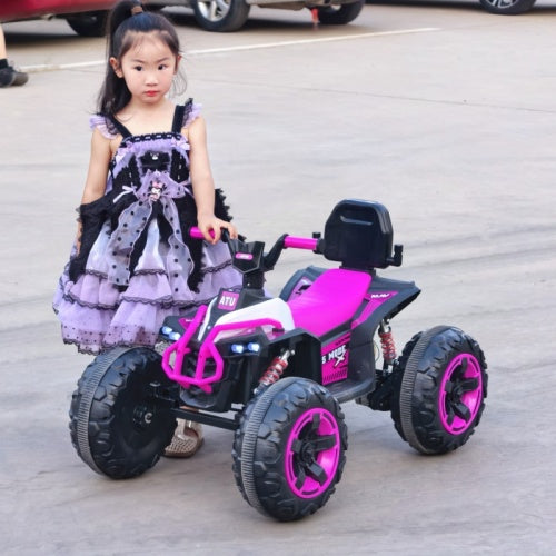 Ride On Toy Car,12V  Electric ATV Car For Kids, 4 Wheeler Electric Toy Car With Bluetooth,light,Leather Seaters,,for Boys,Girls,indoor And Out Door