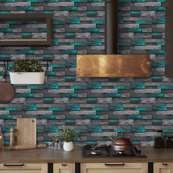 Modern Green Marble Stone Tile Peel And Stick Wallpaper Removable Self-Adhesive Wall Sticker Wallpaper PVC Home Decoration