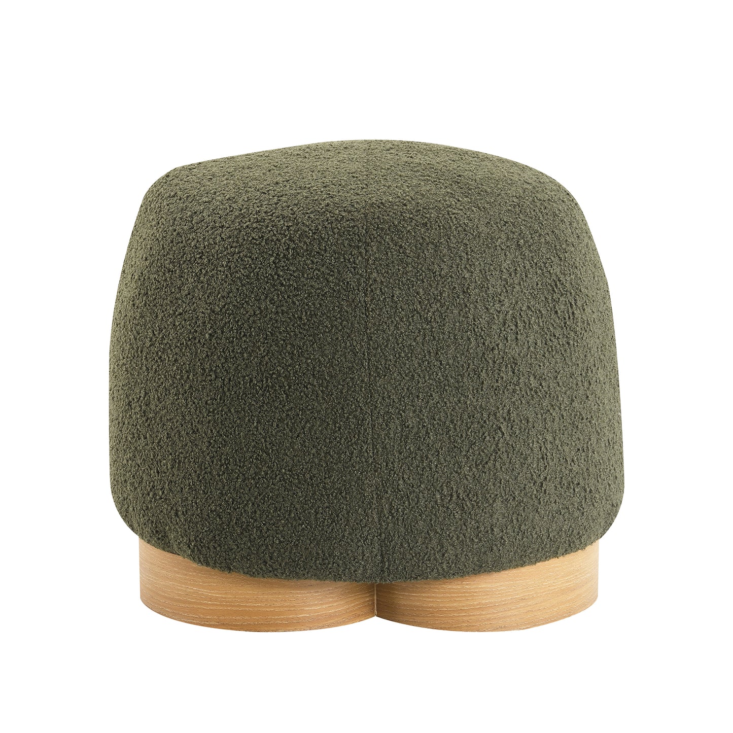 Fully Assembled Round Soft Teddy Fabric Upholstered Ottoman, Footstool With Soft Padded Seat, Fully Assembled Modern Sofa Couch Footrest, Extra Seating For Bedroom Entryway, Olive Green