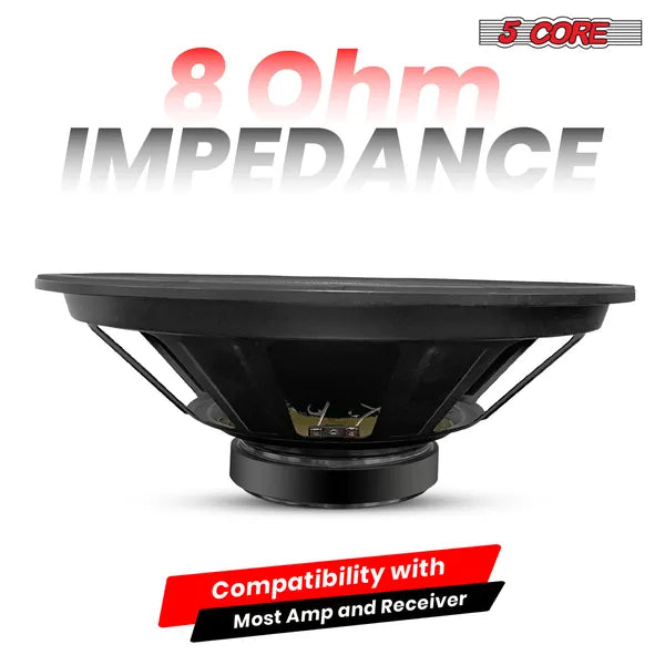 5 Core 15 Inch Subwoofer 450 Watt Car Audio Sub Woofer 4 Ohm W Deep Bass Replacement Loud Speaker