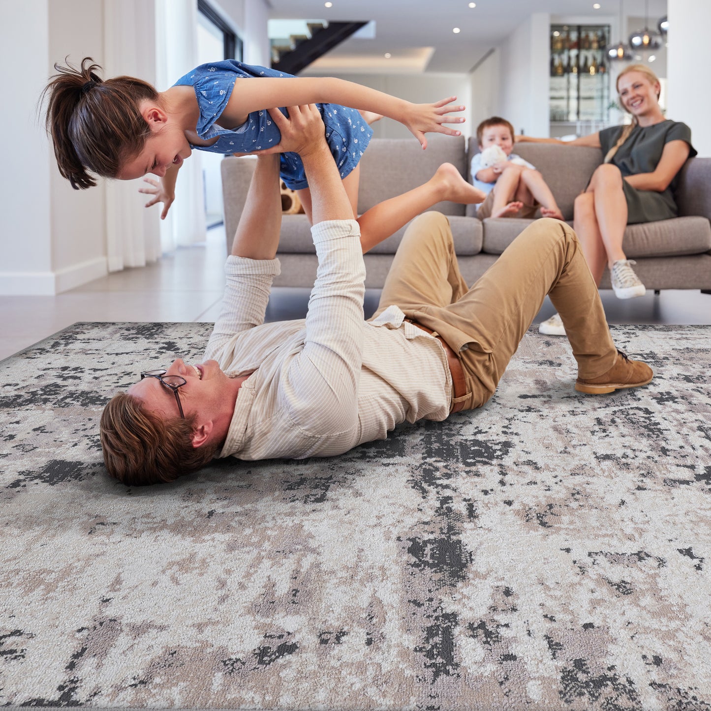 PAYAS  8X10 Cream  Brown  Abstract Area Rug