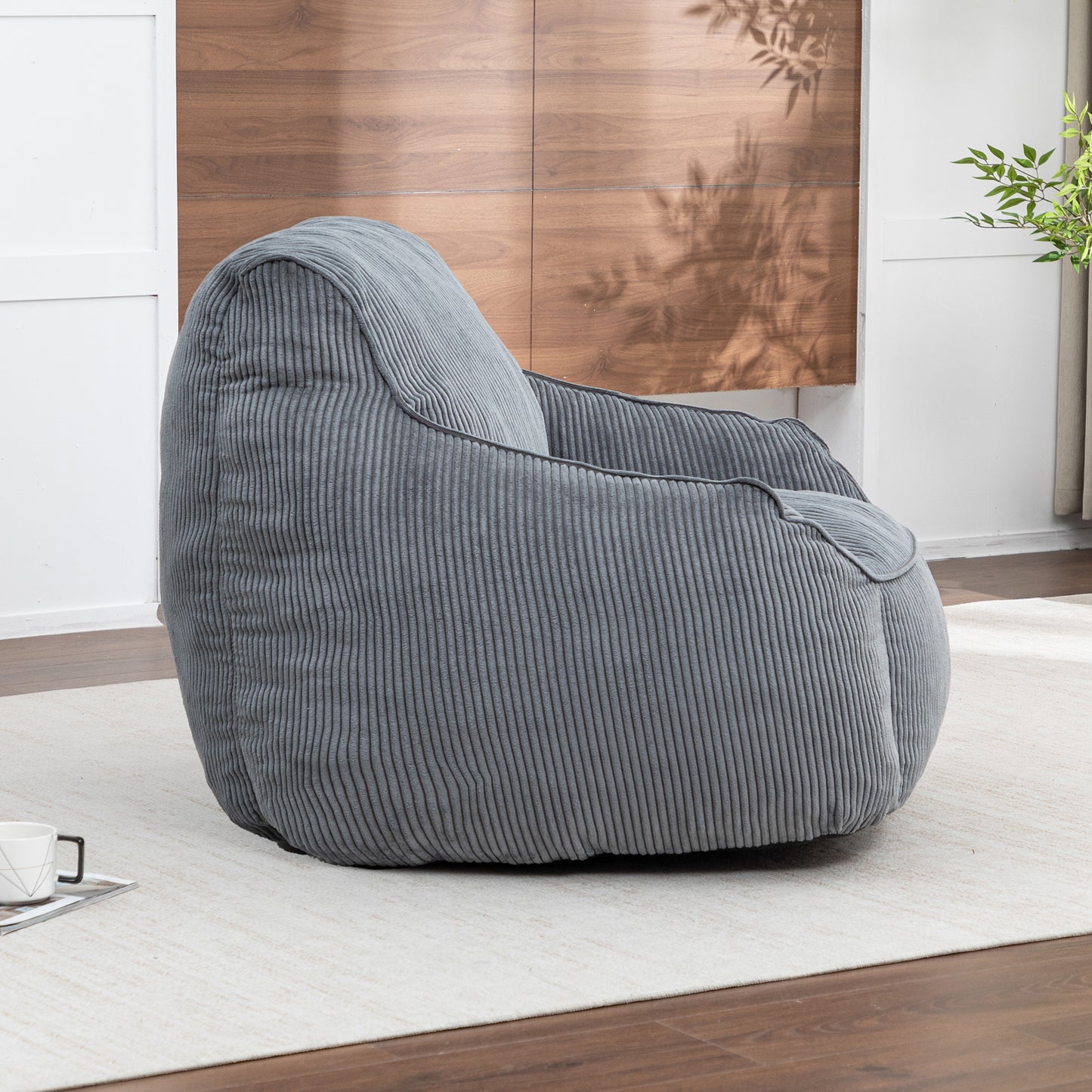 Giant Bean Bag Chair Sofa For Adults Teens, Comfy Corduroy Large Bean Bag Chairs With Armrests For Bedroom Living Room, A Dult BeanBag Lazy Sofa Couch Chairs With Filler Included