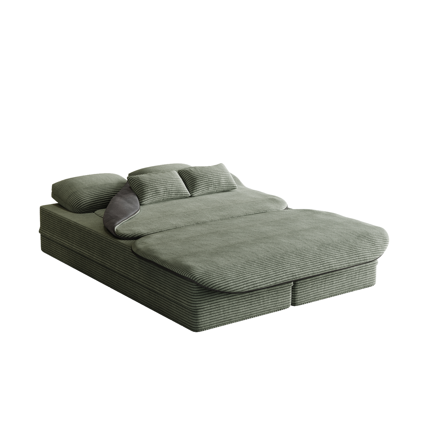 75''2-in-1 Foldable Sofa,Convertible Sleeper Foam Sofa Bed With Multi Functional Blanket, Corduroy Floor Folding Sofa Bed,  Floor Sofa Lounge Sofa For Living Room Bedroom Lounge Studio
