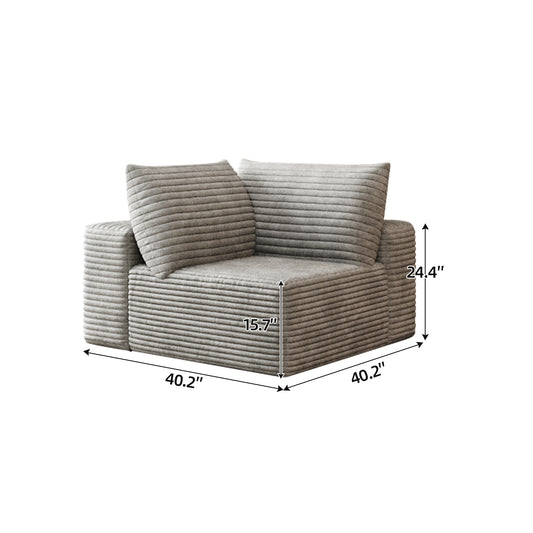 Cloud Sectional Couch,Modern Modular Sofa With Deep Seat, Upholstered Couches For Living Room Bedroom,No Assembly Required,Grey Plush Corduroy Fabric