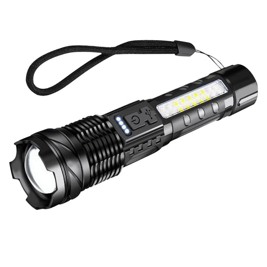 Rechargeable LED Flashlight Zoomable Tactical Torch Police Super Bright Work Light Lamp Red White Blue 3 Light USB Charging