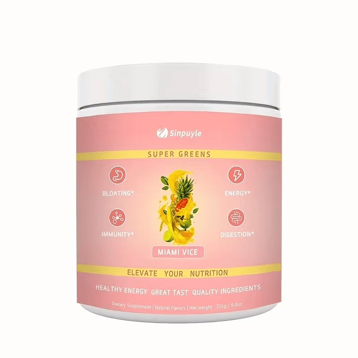 Super Greens Powder Miami Vice Flavor 255g Natural Daily Greens Supplement Supports Energy Digestion Immunity Bloating Relief