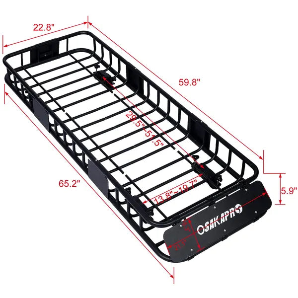 Rooftop Cargo Carrier Basket Motoring Roof Rack,Top Mount Roof Rack 64' Black Steel