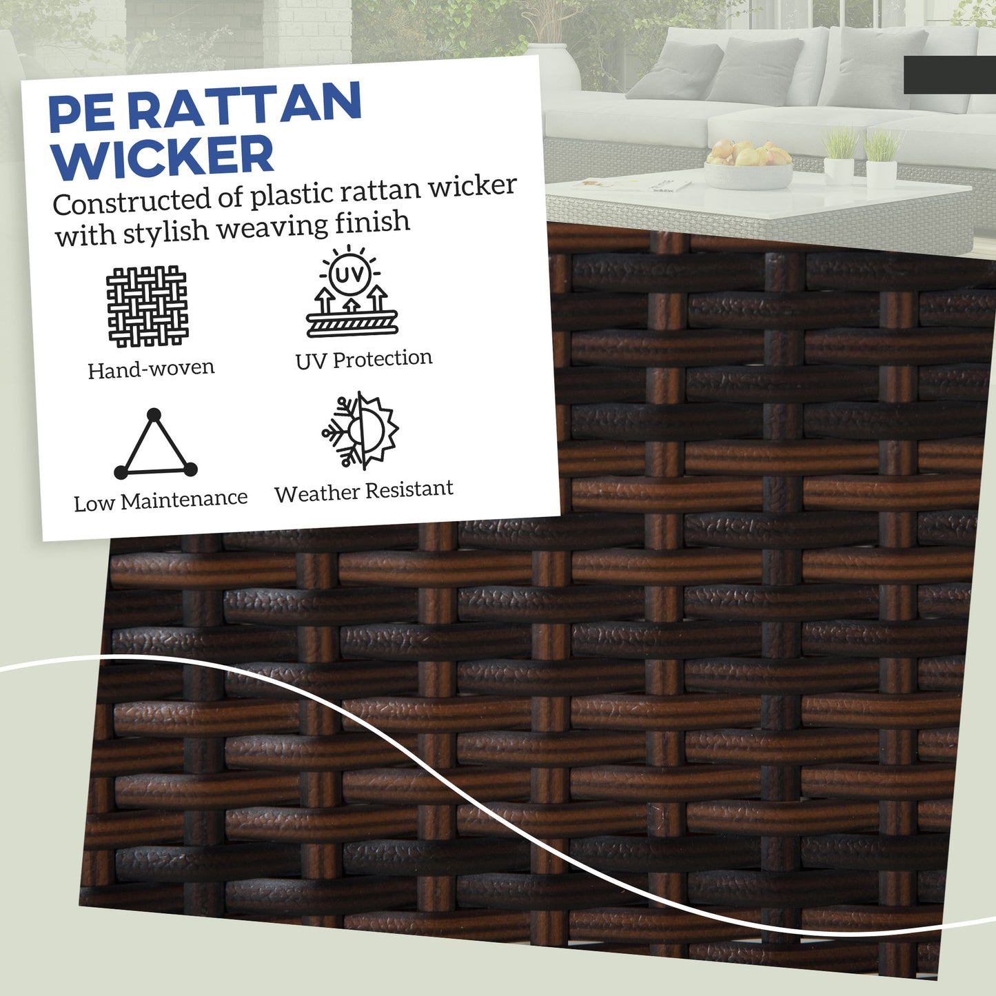 2 Piece Wicker Outdoor Ottomans With Cushions, Rattan Ottoman Footrest And Side Table For Patio, Yard, Poolside, Gray