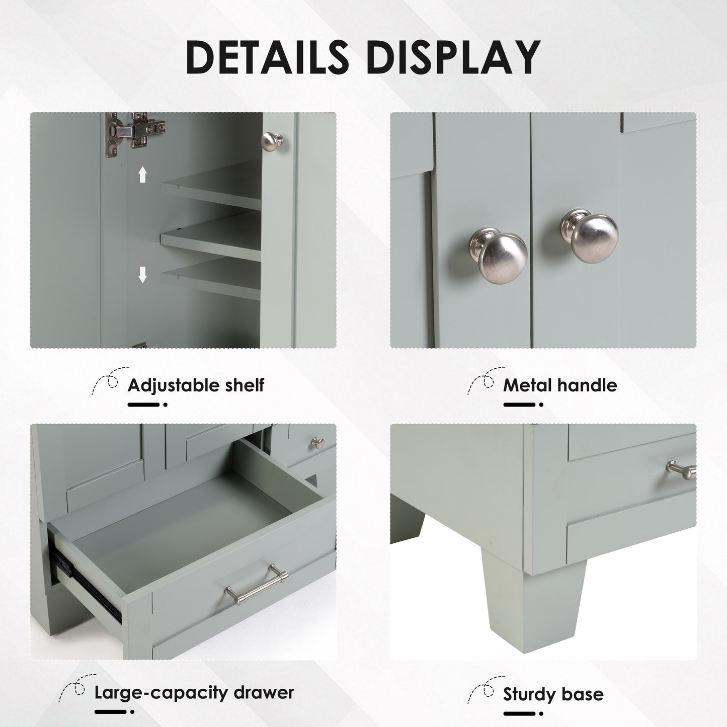 30  Blue Grey Bathroom Vanity With Ceramic Sink - Soft-Close Drawers, Solid Wood Frame, Multi-Organizer Storage ,76x47x85cm