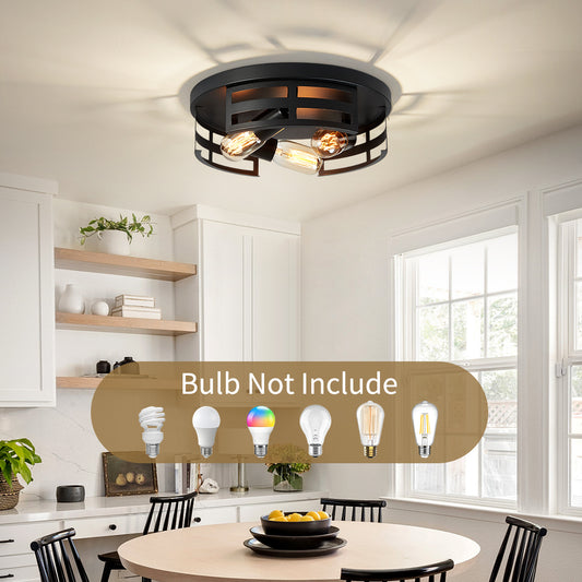 2-Light Black Flush Mount Ceiling Light Fixture,13 In Light Fixtures Ceiling Mount For Hallway,Hall,Kitchen,Farmhouse  2 Pack No Bulbs
