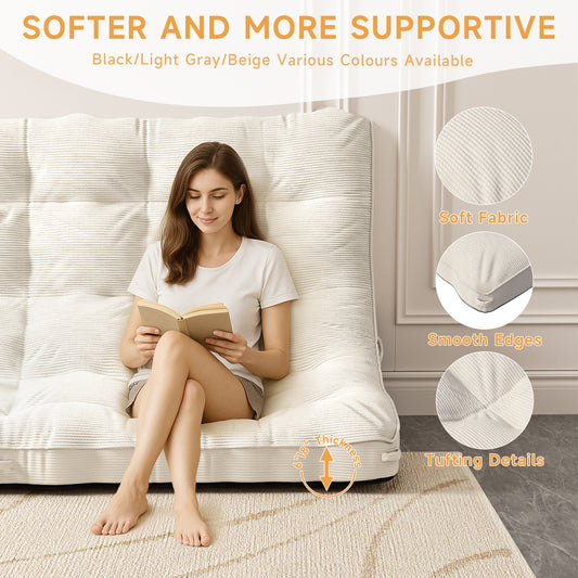 8 Inch Floor Mattress Futon Mattress Sleeping Pad Foldable Roll Up Mat, Sofa Couch Bed, Full Size