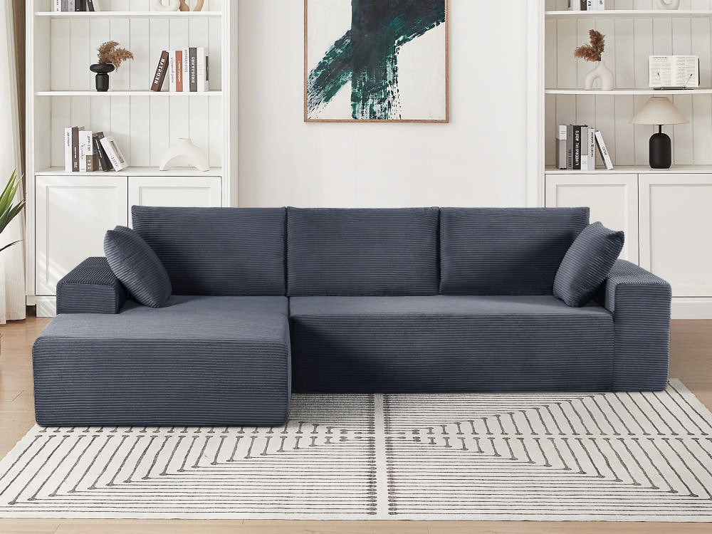 CozyForm Convertible Sectional Sofa In Soft Corduroy, Modern Comfy Couch With Full Foam Cushioning, Cozy Sleeper Sectional For Living Room, Bedroom, No Assembly Required, Dark Gray - Left Facing