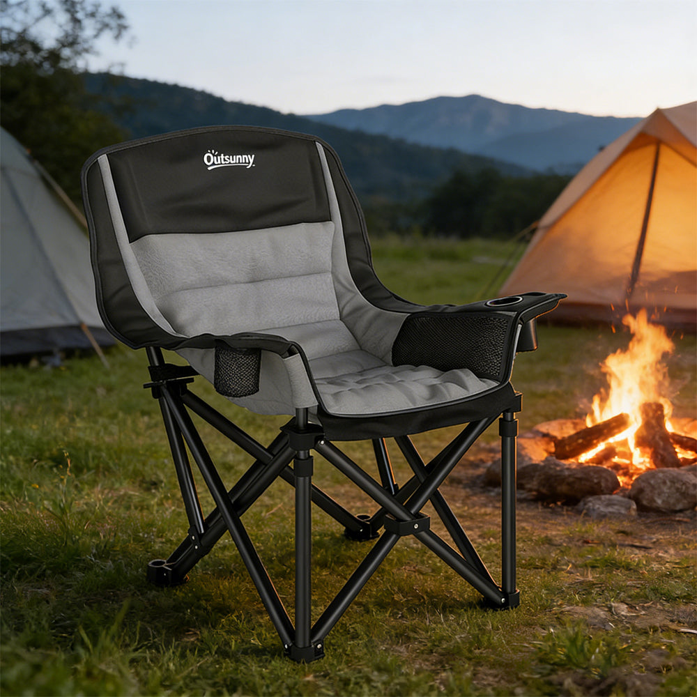 Camping Chair Tear-resistant Oxford Fabric For Adults Robust Metal, Portable Folding Camping Chair With Side Pockets, Cup Holders, Carry Bag
