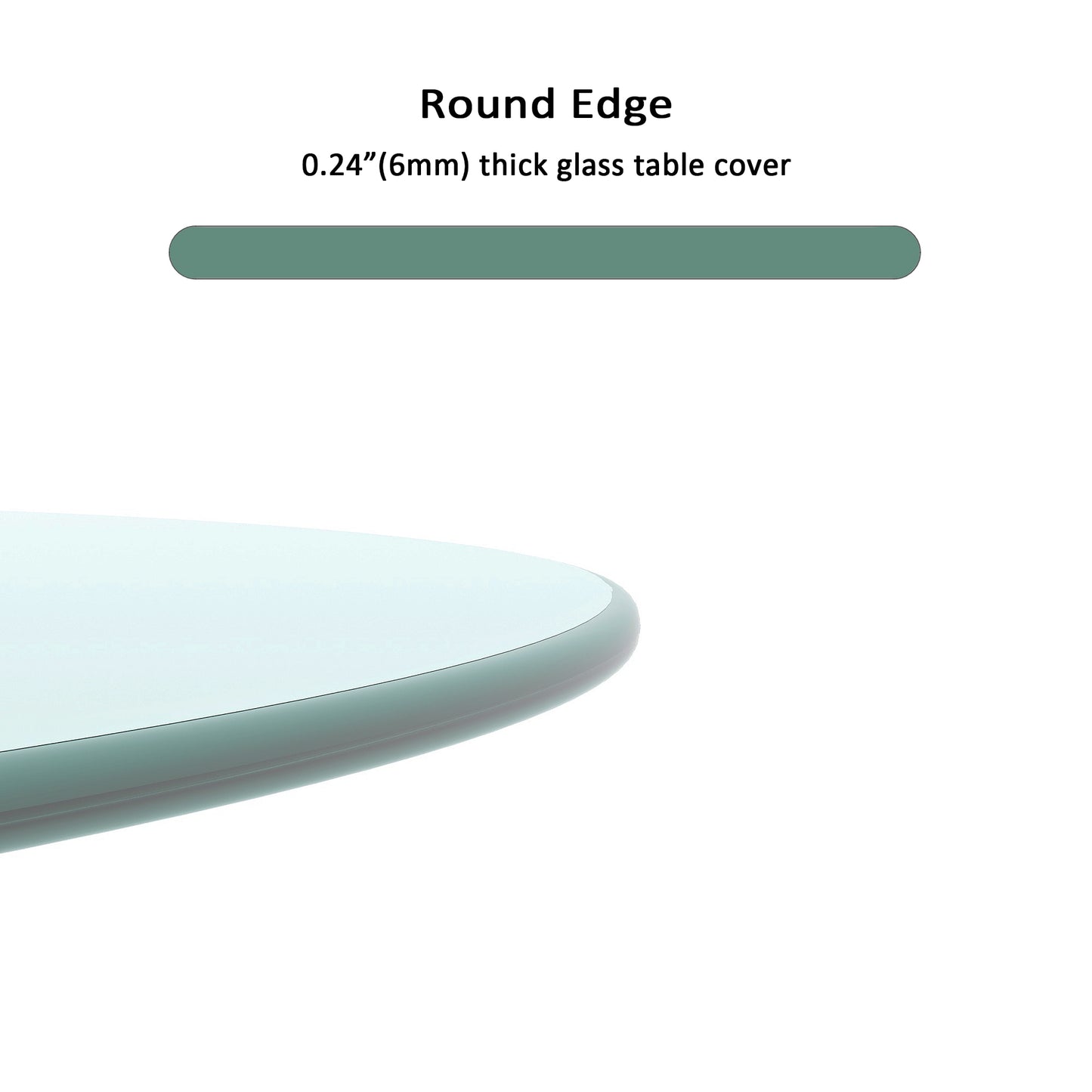 20  Inch Round Tempered Glass Table Top Clear Glass 0.25  Inch Thick Round Polished Edge