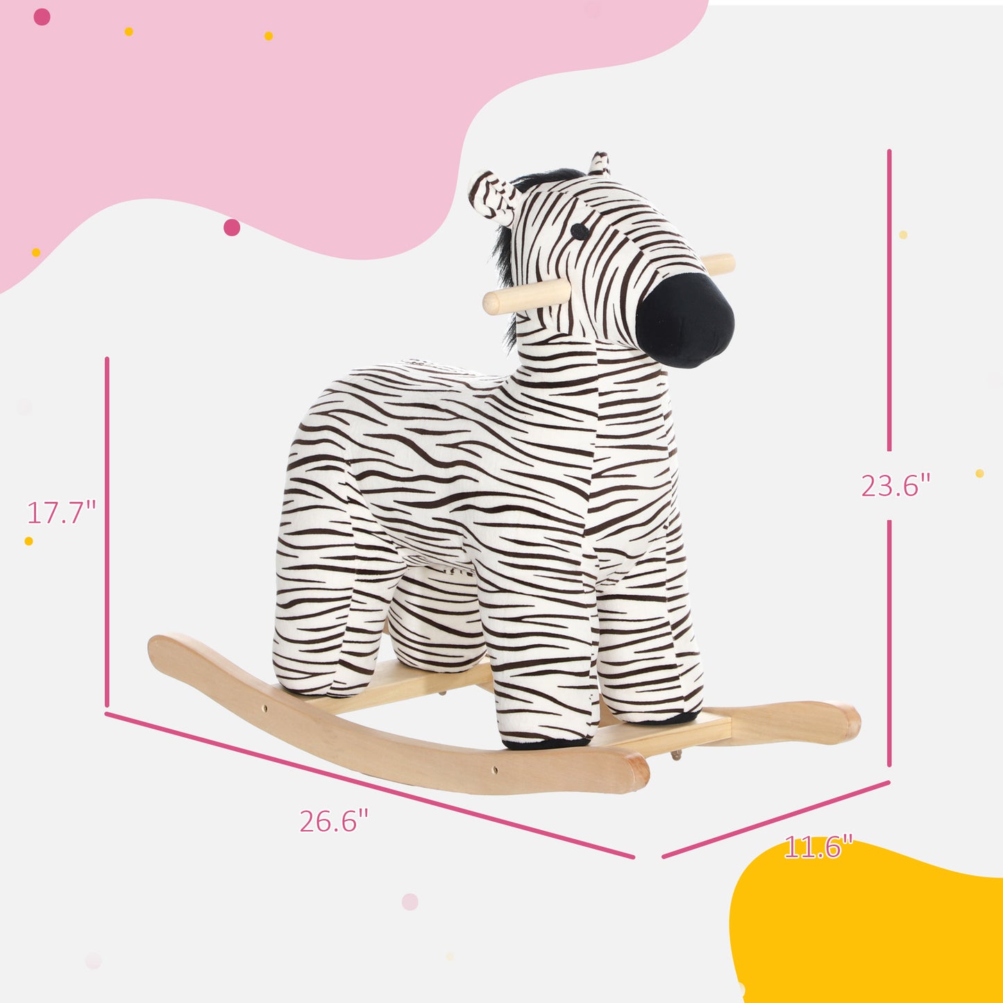 Zebra Shaped Kids Rocking Horse With Realistic Sound For 2-4 Years, Black