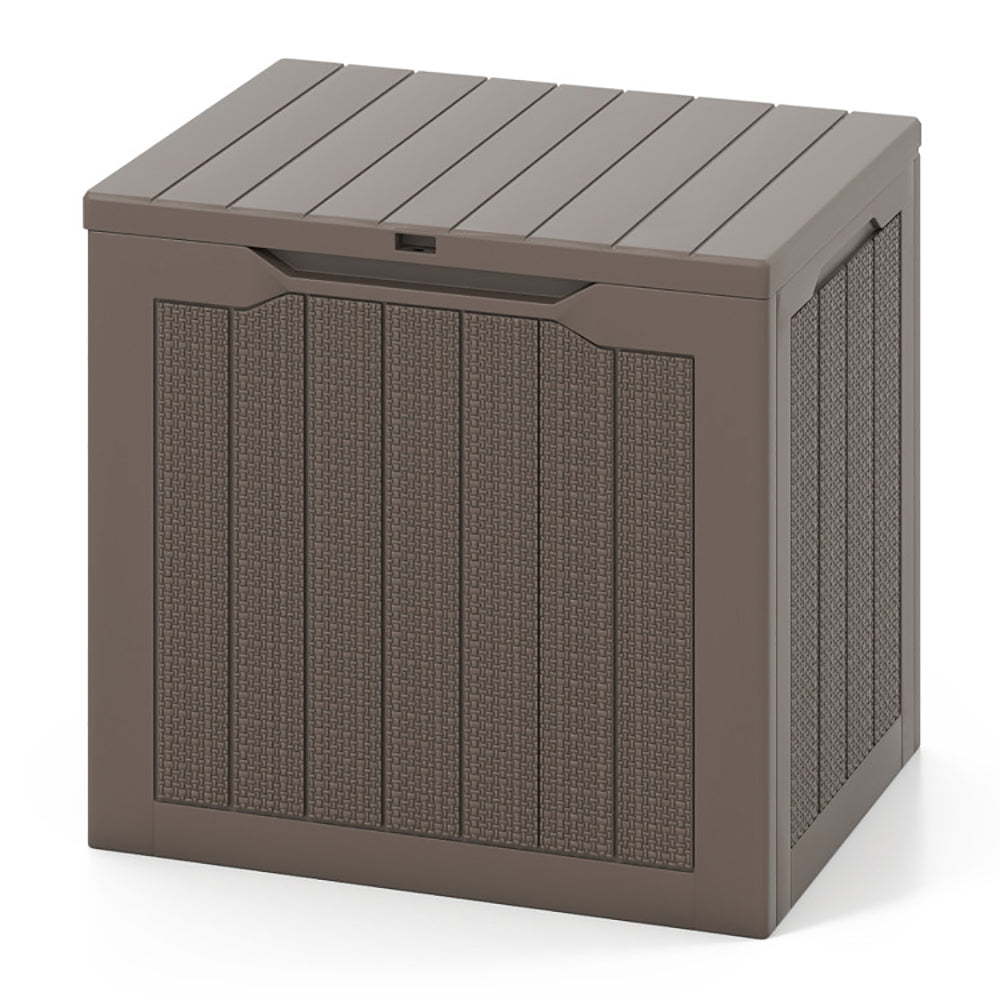 Outdoor Storage Box 25 Gallon Deck Box With Lockable Lid And Wicker-woven Texture For Storage Bin, Side Table Or Bench