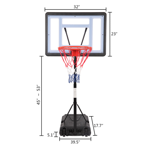 Same Model Code 13290080-HY-B064S Portable Movable Swimming Pool PVC Transparent Backboard Basketball Stand Basket Adjustment Height 1.15m-1.35m Maximum Applicable For 7 - Ball