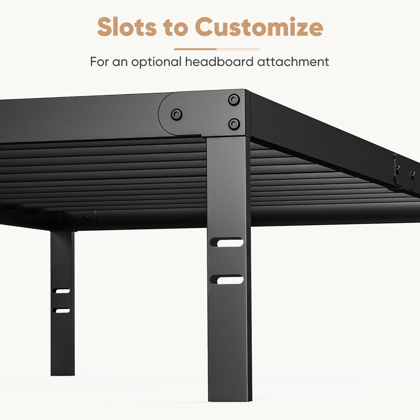 Heavy Duty Metal Bed Frame With Sturdy Steel Slat Support, No Box Spring Needed