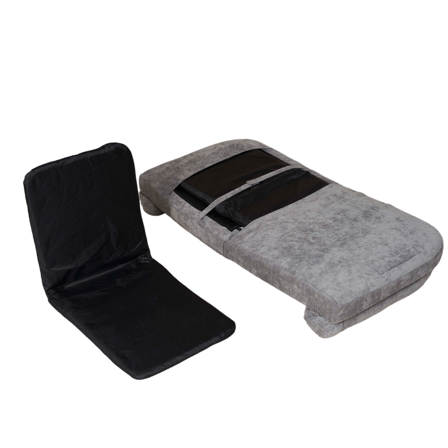 Convertible Fold-Out Single Sofa Bed,Gray,the Left Part Of The Complete Product.