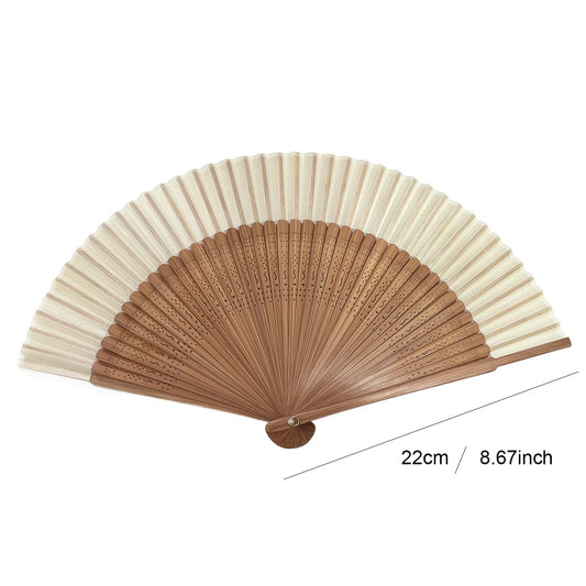 Hand Held Fan For Women Japanese Vintage Bamboo Silk Elegant For Dance Music Festival Wedding Church Decoration Party White