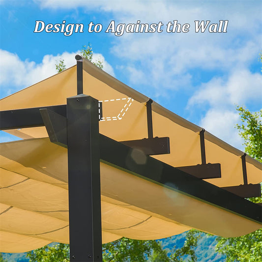 Outdoor Retractable Pergola With Weather-Resistant Sun Shade Canopy, Aluminum Pergola Gazebo For BBQ, Party, Wedding, Patio, Backyard, Deck, Garden
