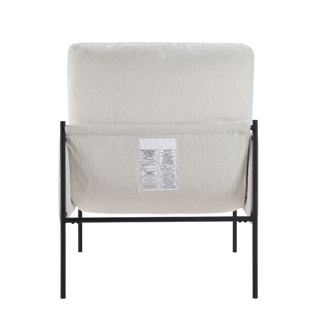 Modern Accent Chair, Comfy Chair With  Removable Cushion, Vanity Chair With Wood Armrests For Living  Room, Bedroom, White