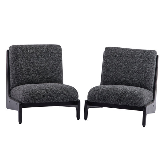 Living Moda Accent Chair Black With Solid Wood Frame, Set Of 2