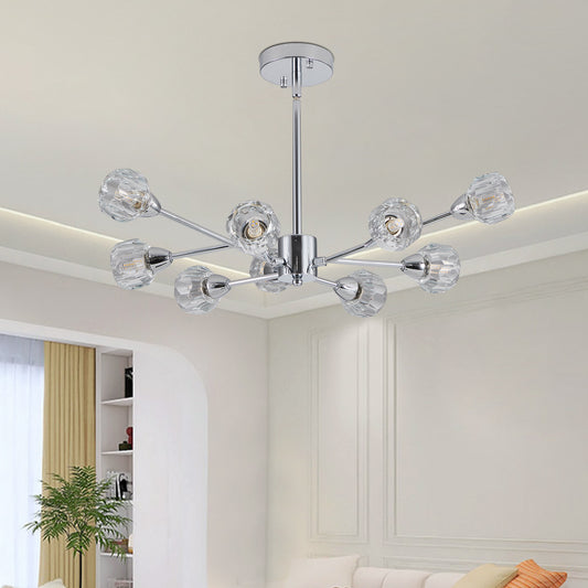 28  Modern Crystal Chandeliers, 9 Lights Chrome Chandelier For Living Room Bedroom, Dining Room Chandelier Over Table, Kitchen Light Fixtures Bulbs Not Included