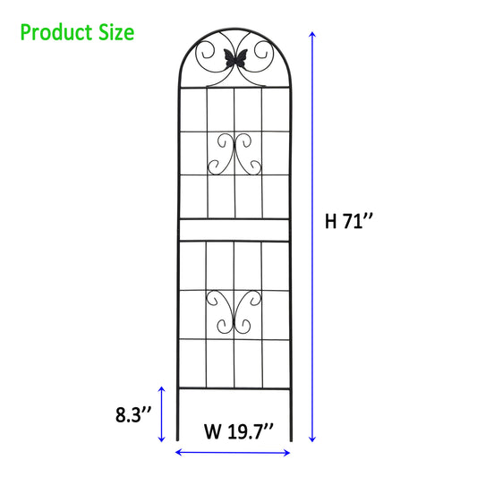 2 Pack Metal Garden Trellis 71  X 19.7  Rustproof Trellis For Climbing Plants Outdoor Flower Support Black