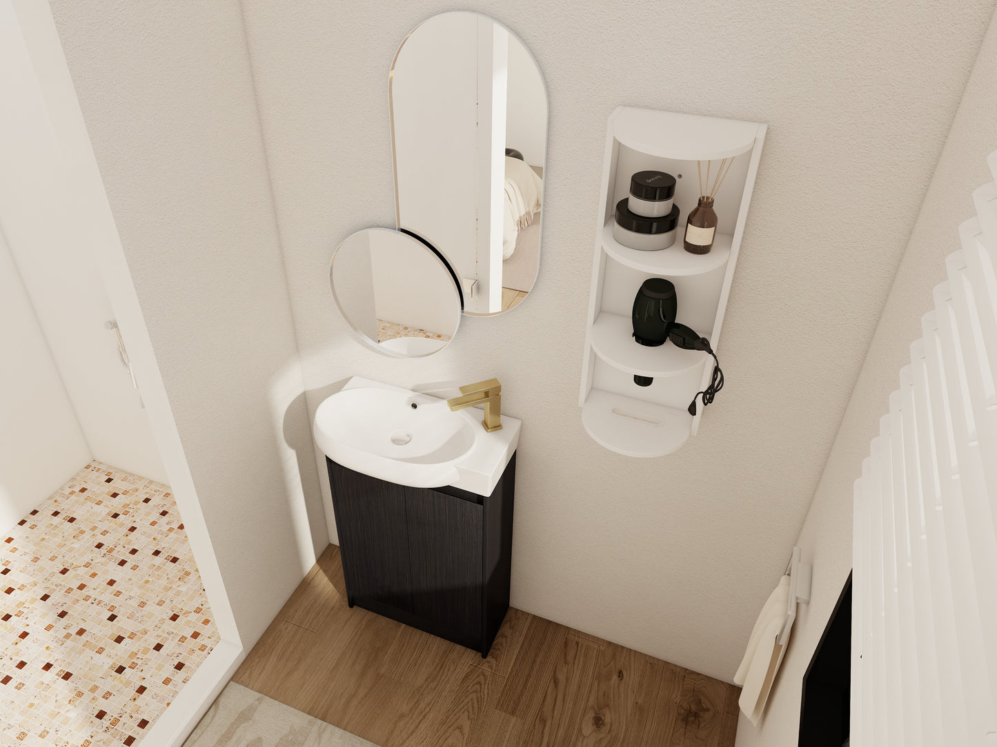 23  Freestanding Bathroom Vanity With Sink And Storage Rack, Soft Close Doors