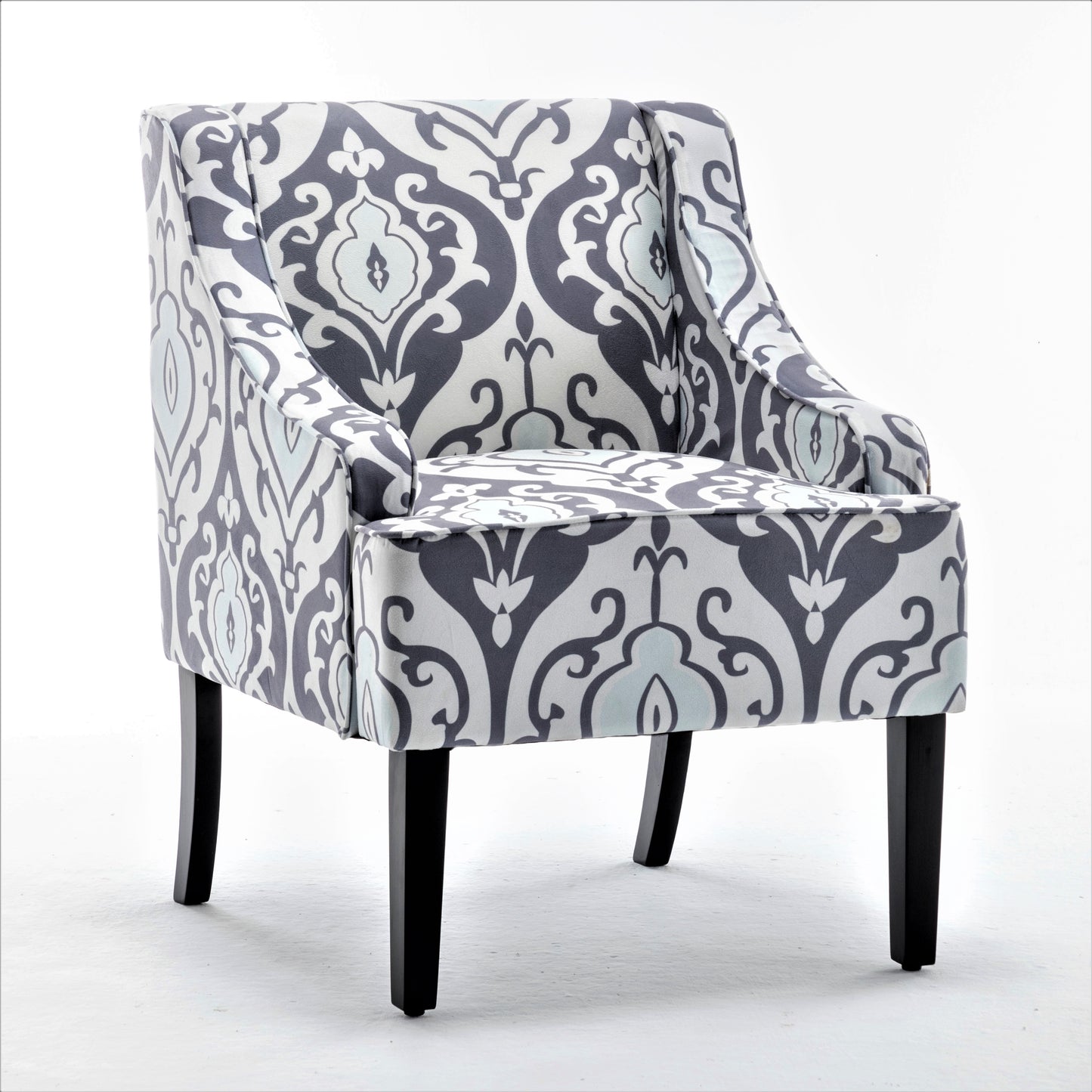 Versatile Upholstered Side Chair, Solid Wood Frame With Recessed Arms, Tapered Front Legs And Flared Back Legs, Foam & Sinuous Springs Cushioned Accent Chair For Entryway Bedroom Dining Room