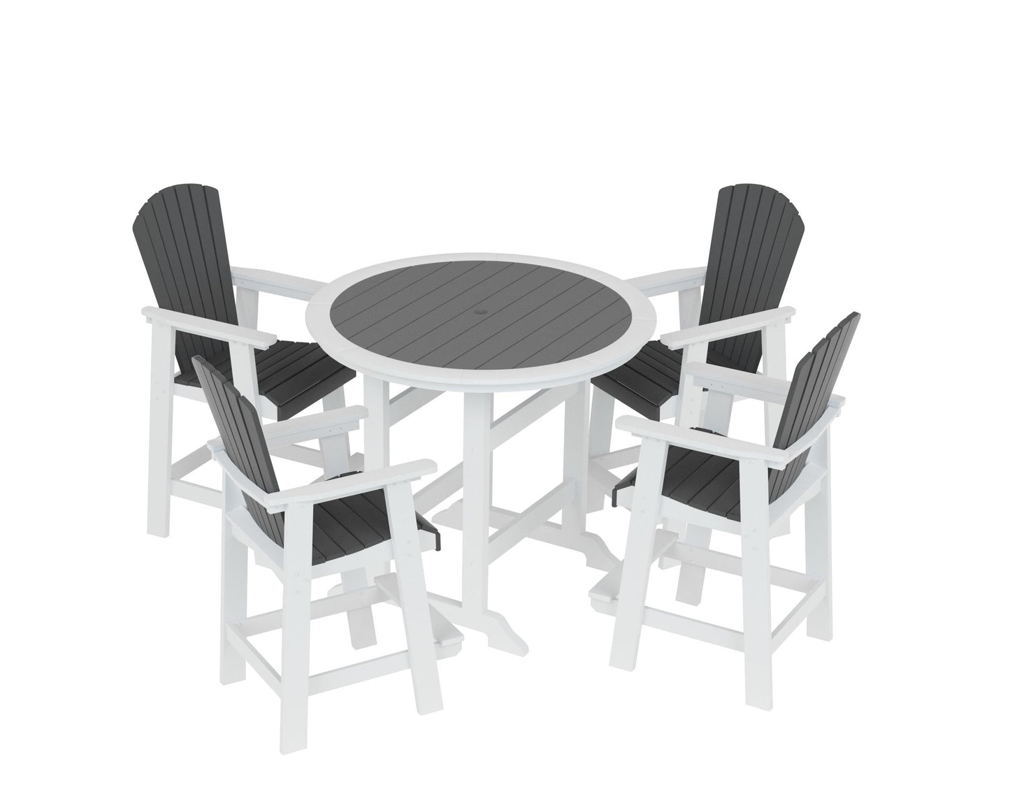 HDPE Patio Bar Table Set High Top Outdoor Table And Chairs Set Of 5 Bar Table & Stools Set With Tall Adirondack Chairs Set For 4