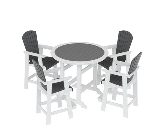HDPE Patio Bar Table Set High Top Outdoor Table And Chairs Set Of 5 Bar Table & Stools Set With Tall Adirondack Chairs Set For 4