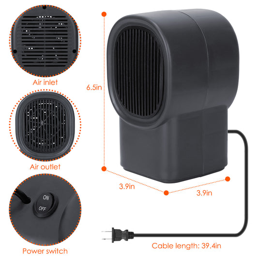 1Pc 400W Portable Electric Space Heater Mini Desktop Fan Heater Personal Small Space Heater For Home Office