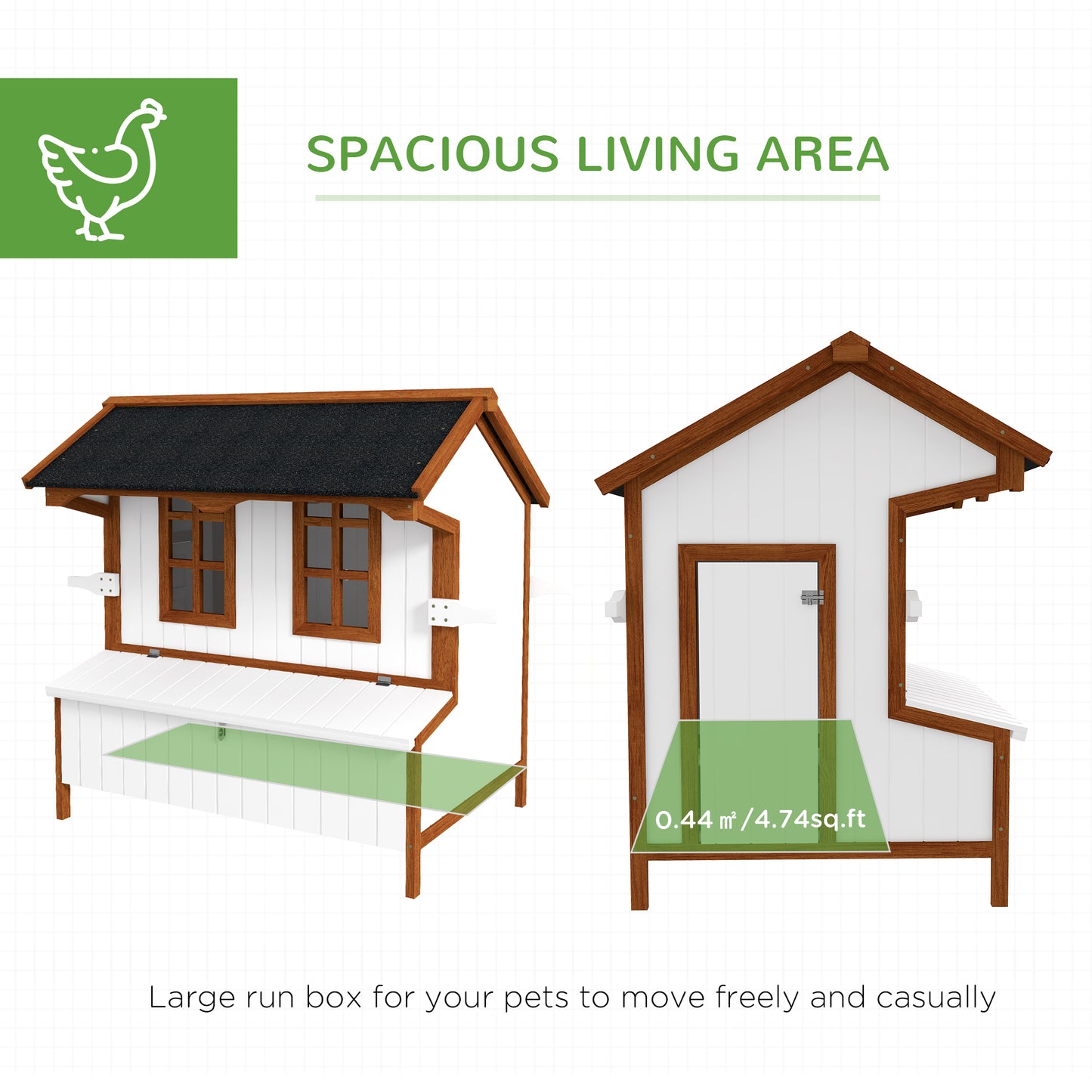 PawHut 47 Chicken Coop Wooden Chicken House Rabbit Hutch Raised Poultry Cage Portable Hen Pen Backyard With Nesting Box And Handles