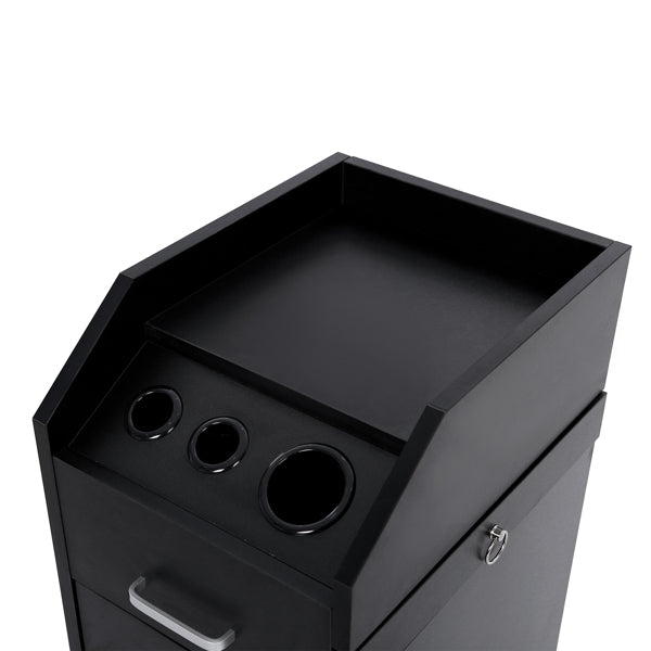 16mm Particle Board, ABS Tray,, Black Hair Salon Tool Cart