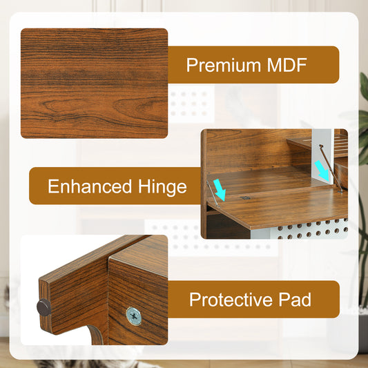 2-Piece Of Modern 2 IN 1 Cat Furniture Set, Cat Litter Box Enclosure Side Table, Cat House With Storage, For 2 Small-Medium Sized Cats - BROWN