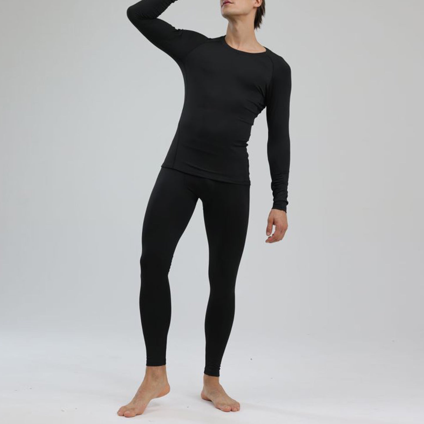 Men's Thermal Underwear Black Stylish Soft Close Fitting Men Cold Weather Top Bottom Set Base Layer For Autumn Winter XXXL
