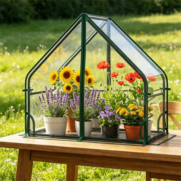 36' X 20' X 34' Ortable Mini Greenhouse With PE Bottom Mat, Waterproof Clear PVC Plant Grow Tent With Metal Frame, Wind Resistant Outdoor Green House For Garden Balcony
