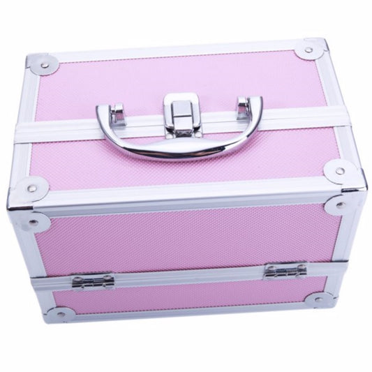 Portable Top-opening With Mirror, Aluminum Alloy, Pink, Makeup Box, SM-2176