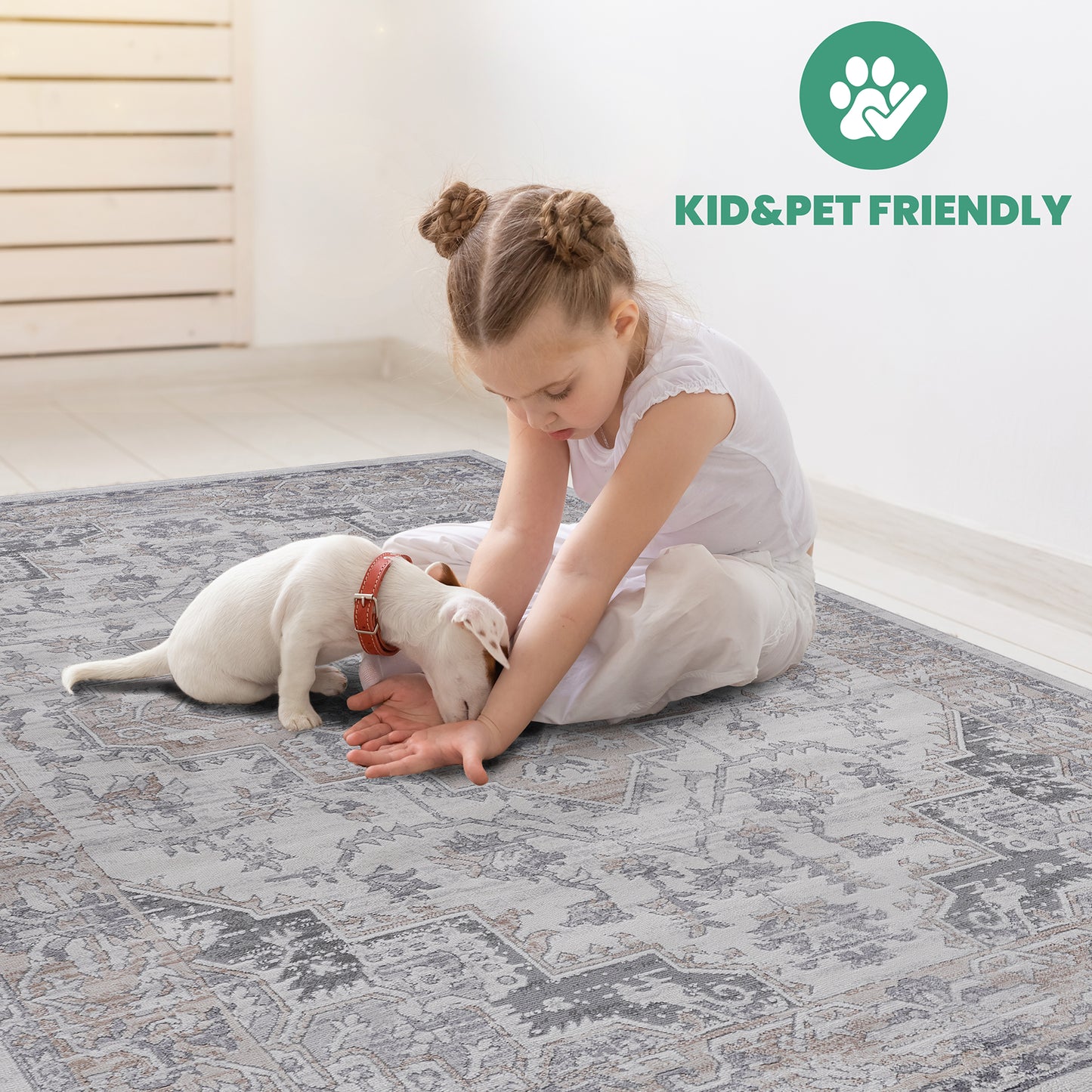 MARFI  8X10 Ivory  Beige  Oriental Area Rug