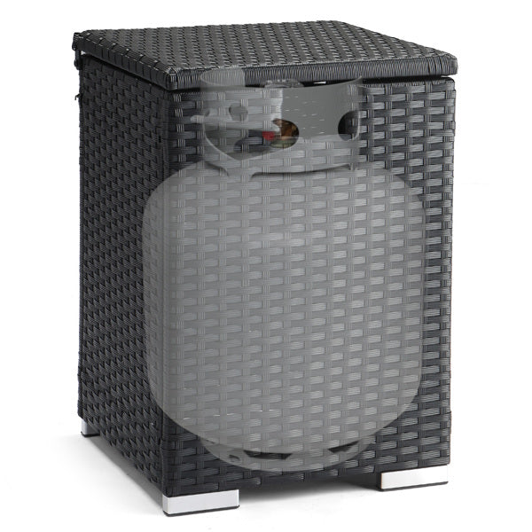 Gas Cylinder Storage - Black Four-strand Rattan - 40X40X57cm - Rattan Edge Table