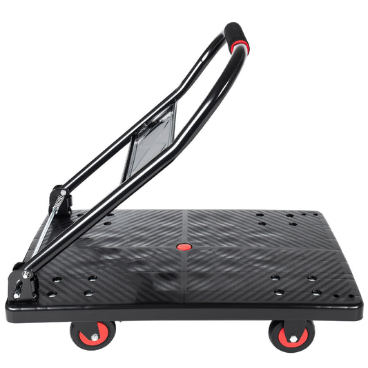 28- 3 4  Long X 18- 3 4  Wide Platform Truck  Foldable Handcart With 4  TPR 360- Degree Silent Wheels  330lbs Heavy- Duty Push Dolly Cart  4 Steel Load- Bearing Beams For Warehouse Garage Home Use