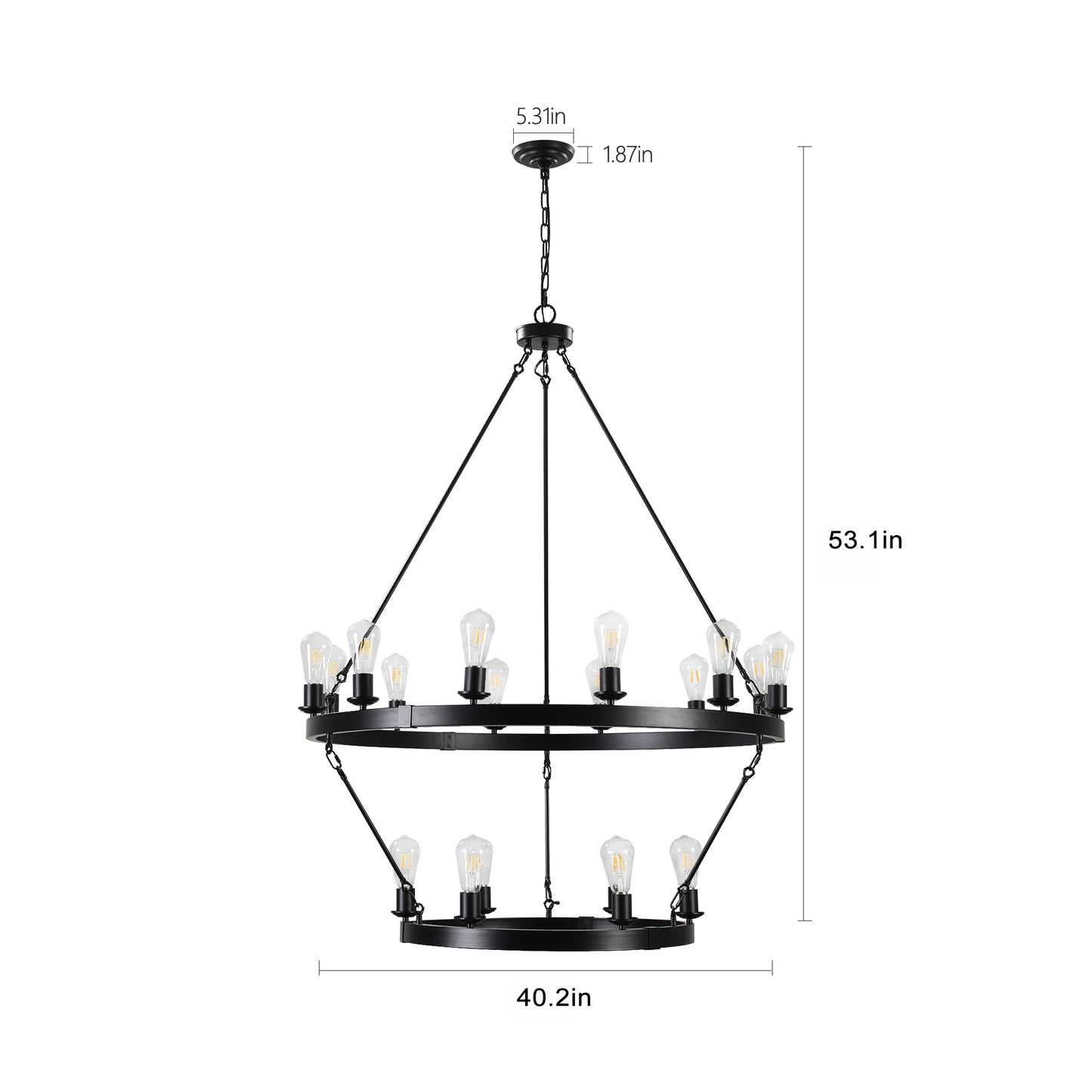 NEW SKU   W1340P206659   Retro Style Large 2-Tier Circular Ceiling Ironwork Chandelier