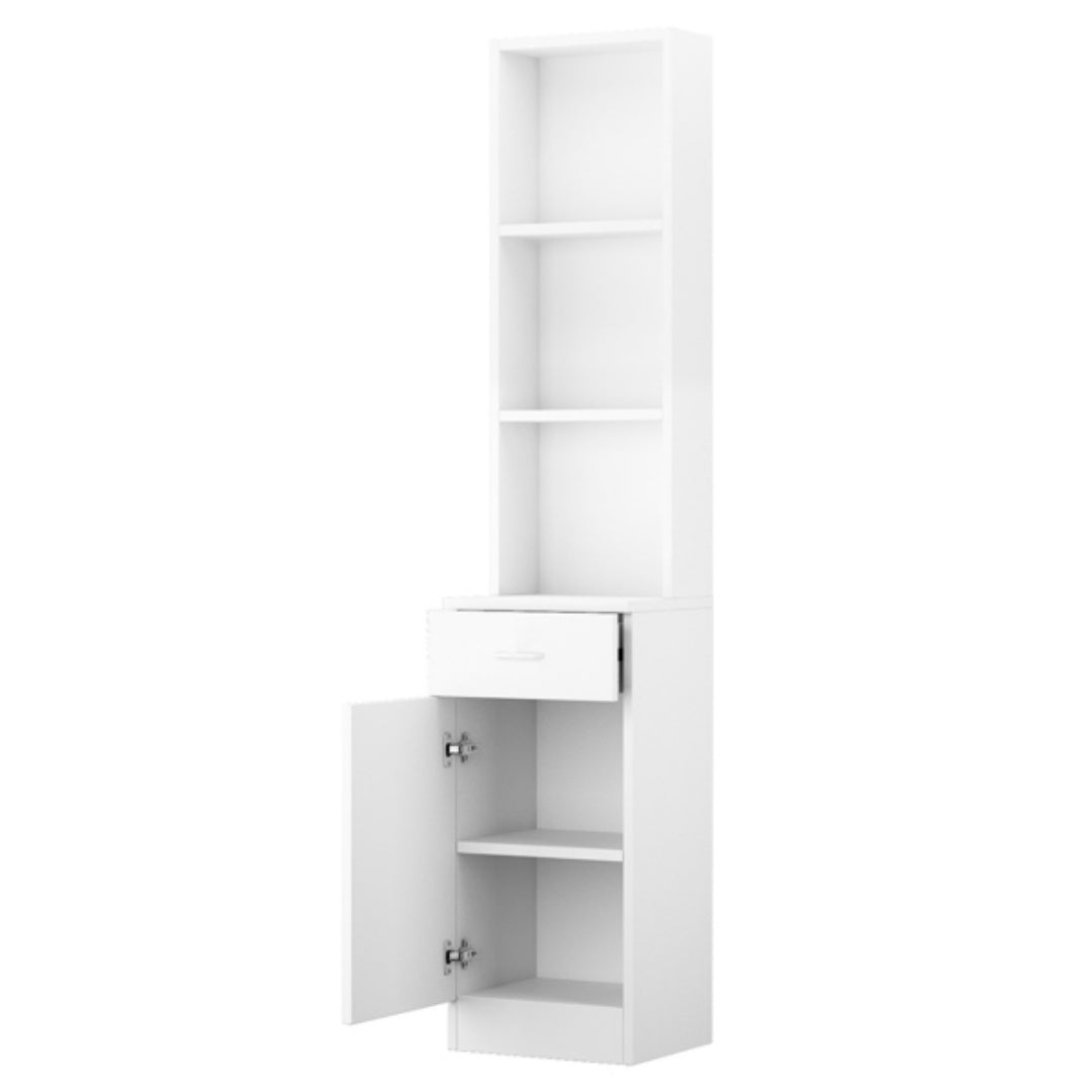 Standing 5 Compartments 1 Drawer 1 Door MDF Barber Cabinet White